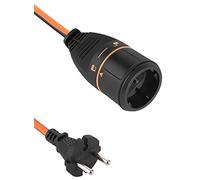 Electraline 01368 Rallonge Prolongateur Jardín 40M 2x1.5mm européenne Electralock équipée d'un système de Verrouillage Qui empêche la déconnexione fiche-Prise, Noir/Orange