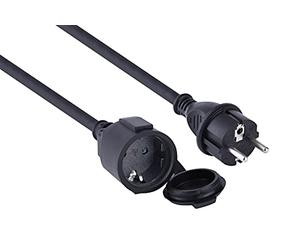 Electraline 01659 Rallonge IP44 (câble de 5 m, H07RN-F 3G1.5, pour l'extérieur et l'utilisation sur Les Chantiers) Noir