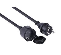 Electraline 01660 Rallonge IP44 (câble de 10 m, H07RN-F 3G1.5, pour l'extérieur et l'utilisation sur Les Chantiers) Noir