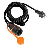 Electraline 01745 Câble d'extension électrique spiralé 5M, avec prise Electralock équipée d'un mécanisme de verrouillage qui empêche la déconnexion accidentelle, câble spécial H07BQ-F 3G1,5mm, IP44
