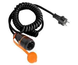 Electraline 01745 Câble d'extension électrique spiralé 5M, avec prise Electralock équipée d'un mécanisme de verrouillage qui empêche la déconnexion accidentelle, câble spécial H07BQ-F 3G1,5mm, IP44