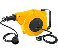 Electraline 100236 Enrouleur de câble électrique automatique à ressort avec support de fixation murale, jaune, 8 M
