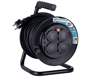 Electraline 100660 100660-Enrouleur industriel 25 m Noir 3G1.5