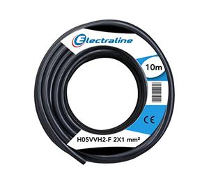 Electraline 10981 Couronne de Cable H03 VVH2-F 2X1 10M Noir