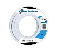 Electraline 11485 Câble H05 VV-F 2X1,5 20M Blanc