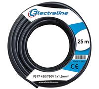 Electraline 13072 Câble unipolaire FS17, Section 1 x 1.5 mm², Noir, 25 m