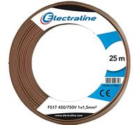 Electraline 13082 Câble unipolaire FS17, Section 1 x 1.5 mm², Marron, 25 m