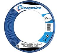 Electraline 13092 Câble unipolaire FS17, Section 1 x 1.5 mm², Bleu, 25 m