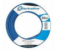 Electraline 13093 Câble unipolaire FS17, Section 1 x 1,5 mm², Bleu, 50M