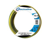 Electraline 13101 Câble unipolaire FS17, Section 1 x 1.5 mm², Jaune/Vert, 10 m