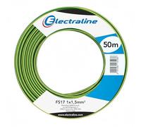 Electraline 13103 Câble unipolaire FS17, Section 1 x 1,5 mm², Y/G, 50M