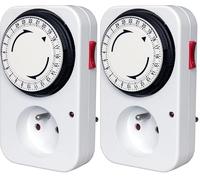 Electraline 13114 Programmateur journalier mécanique, Blanc (Lot de 2)