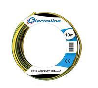 Electraline 13241 Câble unipolaire FS17, 10 m, section 1x4 mm² adapté au câblage de panneaux électriques, circuits électriques d'ascenseurs, monte-charge