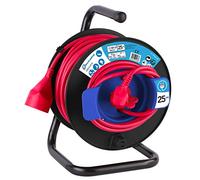 Electraline 200100 Enrouleur de câble de Jardin Noir/Rouge, 25 m