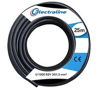 Electraline Câble rigide U-1000 R2V 3G1,5 mm² 25 m noir