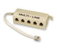 Electraline 208562020 Multiprise téléphonique bloc 5 plugs + Câble