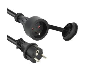 Electraline 20858018D Rallonge Prolongateur électrique IP44 avec clapet étanche 25M Noir - Câble H07RN-F - Section 3G1.5 mm²