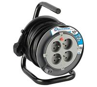 Electraline 208611 Rallonge Prolongateur électrique 10 m avec enrouleur 4 Prises 16 A section 3G1,5 mm² Gris