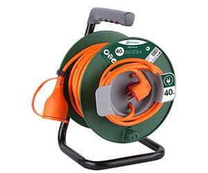 Electraline 20866149FG Rallonge Prolongateur Jardín 40 m avec enrouleur 16A - Section 3G1,5 mm² Orange/Vert