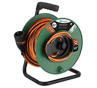 Electraline 208666 Rallonge Prolongateur Jardín avec Enrouleur 40M 3G1.5mm avec Fiche Femelle Français Electralock équipée d'un système de verrouillage qui empêche la déconnexione fiche-prise