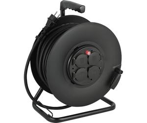 Electraline 20868130D Rallonge Prolongateur électrique IP44 Profesionnelle avec Enrouleur 40M, câble en Caoutchouc H07RN-F 3G2.5 mm², 4 Prises 16A