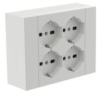 Electraline 22016 Multiprise Murale carrée 4 Places universelles, avec boîte de Support pour installations de Surface, Compatible avec Toutes Les boîtes encastrées 3 Places (maçonnerie ou plaques de