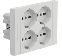 Electraline 22109 Multiprise encastrable carrée 4 postes universels P40, compatible avec toutes les boîtes encastrées 3 places, avec interrupteur/déviateur, blanc