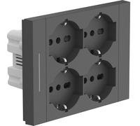Electraline 22119 Multiprise encastrable carrée 4 postes universels P40, compatible avec toutes les boîtes encastrées 3 places, avec interrupteur/déviateur, noir
