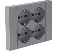 Electraline 22135 Multiprise encastrable Quadra 4 places universelles P40, compatible avec toutes les boîtes encastrées 3 places (maçonnerie ou cloisons sèches)