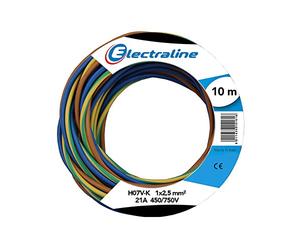 Electraline 25149 Couronne de câble H07 V-K, 10M Marron/Bleu/Jaune-Vert