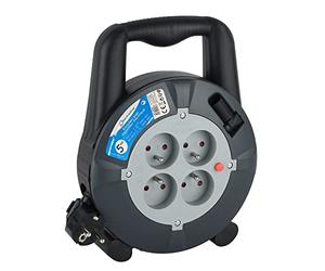 Electraline 29007 Enrouleur Rallonge Ménager Domestique 5m 16A - Section 3G1,5 mm², Noir