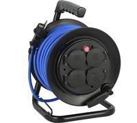 Electraline 29010 Rallonge Prolongateur électrique Outdoor Profesionnelle avec Enrouleur 25M, Câble spécial AT-N05V3V3-F 3G1.5, utilisable jusqu'à -35 °C, résistant aux UV, huiles, 4 Prises 16A IP44