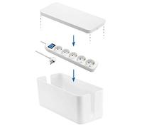 Electraline 300170 Boîte de rangement de câbles/câbles avec multiprise 5 prises avec interrupteur, câble 1,5 m/multiprise/prise de table - Blanc