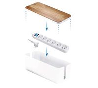 Electraline 300173 Boîte de Rangement pour câbles + Bloc Multiprise 6 Prises 16A, 1,5 MT, Blanc/Marron