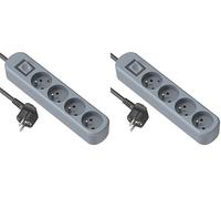 Electraline 32029 Bloc Multiprise Prima 4 Prises 16A avec Interrupteur, Longueur 1.5 Mètres, Bleu Ardoise (Lot de 2)