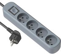 Electraline 32029 Bloc Multiprise Prima 4 Prises 16A avec Interrupteur, Longueur 1.5 Mètres, Bleu Ardoise