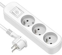 Electraline 32040 Bloc 3 prises avec interrupteur/fiche plate 1,5 m Blanc
