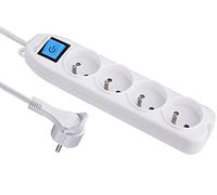 Electraline 32041 Bloc 4 prises avec interrupteur/fiche plate 1,5 m Blanc