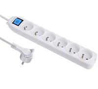 Electraline 32043 Bloc 6 prises avec interrupteur/fiche plate 1,5 m Blanc