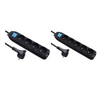 Electraline 32051 Bloc 4 Prises avec Interrupteur/fiche Plate 1,5 m Noir & 32052 Bloc 5 Prises avec Interrupteur/fiche Plate 1,5 m Noir