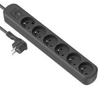 Electraline 32053 Bloc 6 prises avec interrupteur/fiche plate 1,5 m Noir