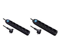 Electraline 32053 Bloc 6 Prises avec Interrupteur/fiche Plate 1,5 m Noir & 32052 Bloc 5 Prises avec Interrupteur/fiche Plate 1,5 m Noir