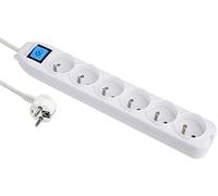 Electraline 344210000 Bloc 6 prises + Interrupteur 1,5 m Blanc