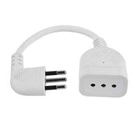 Electraline 46005 Mini rallonge Gain de Place avec fiche Petite 10 A, câble 20 cm, Blanc/Marron