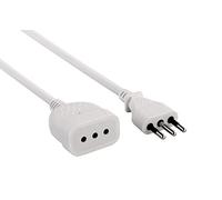 Electraline 46114 Rallonge 5 m fiche et Prise Petite 10 A, Blanc - Section Câble 3 G0,75 mm²