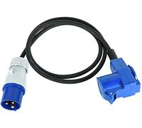 Electraline 46150 Rallonge industrielle 1.5M en caoutchouc H07RN-F avec Double Prise (1 Industrielle IEC + 1 Schuko), prise CEE convient pour camping-car, camping, caravane, bateau, chantier, IP44