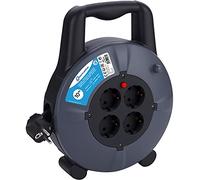 Electraline 49079 - Enrouleur de câble H05VV-F 3G1,5 - Câble de 10 m - IP20 - Intérieur - Avec 4 prises Schuko - Boîte de câble avec rallonge - Avec manivelle - 10 m