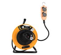 electraline 49211 enrouleur Professional avec multiprise 4 prises Schuko, tambour fixe, 3G1,5, 30 METRI, IP44
