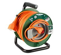 Electraline 49232 Kabeltrommel mit Stecker Universal passend für Geräte von Gartenarbeit, Thermoschutz, 25 mt., Kabelquerschnitt 3 G1,5 mm²