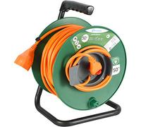 Electraline 49233 enrouleur de câble pour jardin, longueur : 50 m, section universalsteckdose 3 x 15 mm, Multicolore (vert/orange)